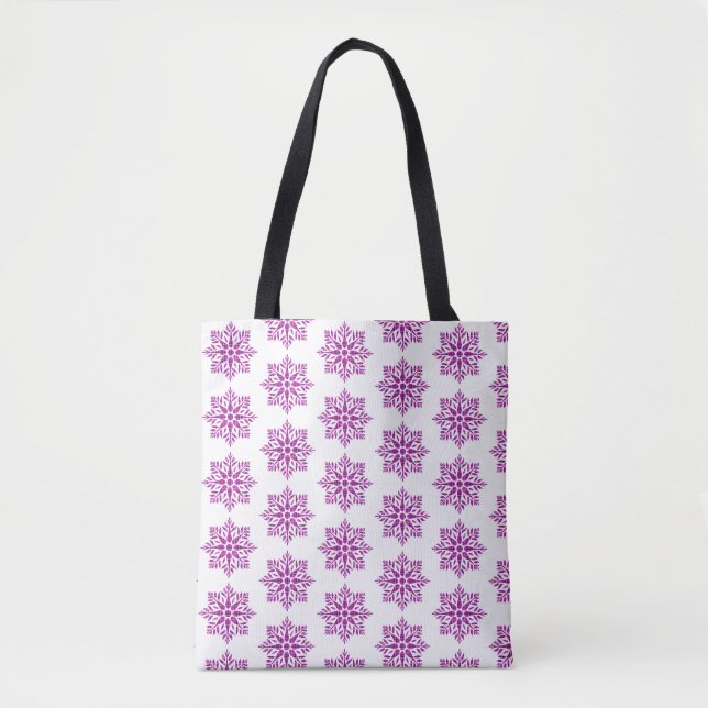 Snowflake Plaid Pattern Pink Holiday Tygkasse (Framsida)