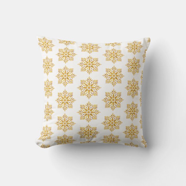 Snowflake Plaid Pattern Yellow Kudde (Framsida)