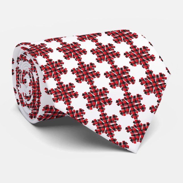 Snowflake Plaid Red Black Buffalo Neck Tie Slips (Rullad)