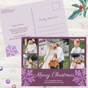 Snowflake Plum Bling 5-familjens fotojul Helg Vykort