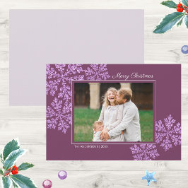 Snowflake Plum Bling Elegant Julfoto Julkort