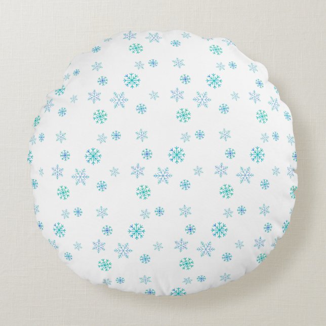 Snowflake Pouf Pillow Rund Kudde (Framsidan)