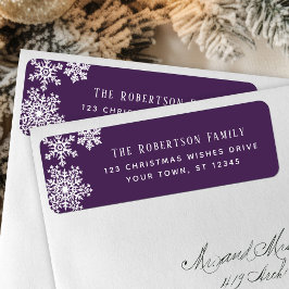 Snowflake Purple Christmas Holiday Return Address Returadress Etikett