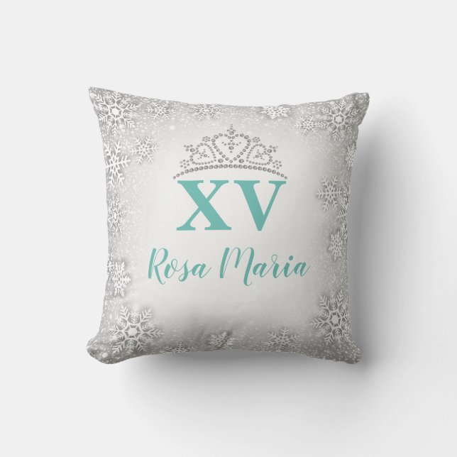 Snowflake Quinceañera Rhinestone Krona Pillow Kudde (Framsida)