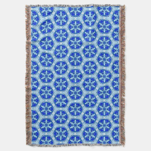 Snowflake Quit Mönster - Cobalt Blue and White Filt