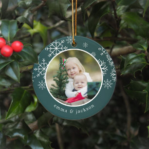 Snowflake Ram Foto Julgransprydnad Keramik