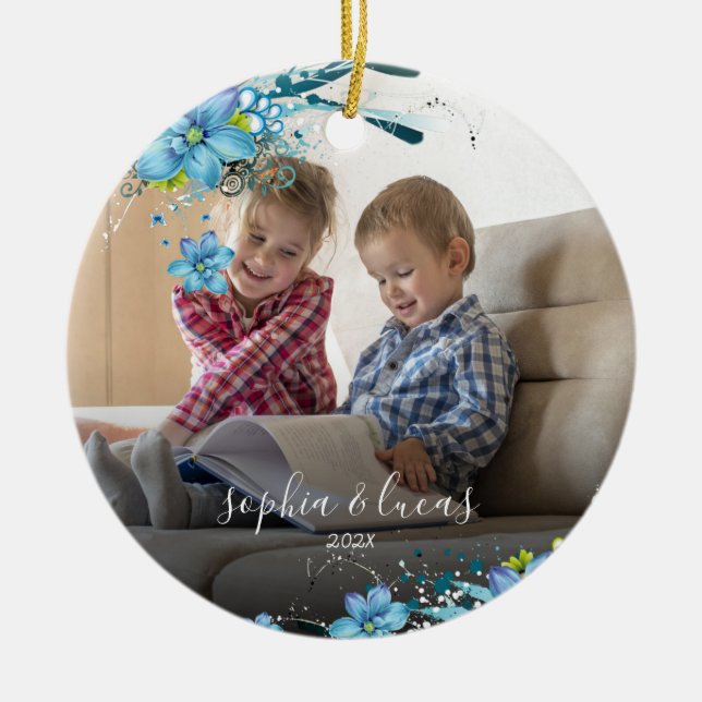 Snowflake Ram | Fotokeramisk prydnadsföremål Julgransprydnad Keramik (Framsidan)