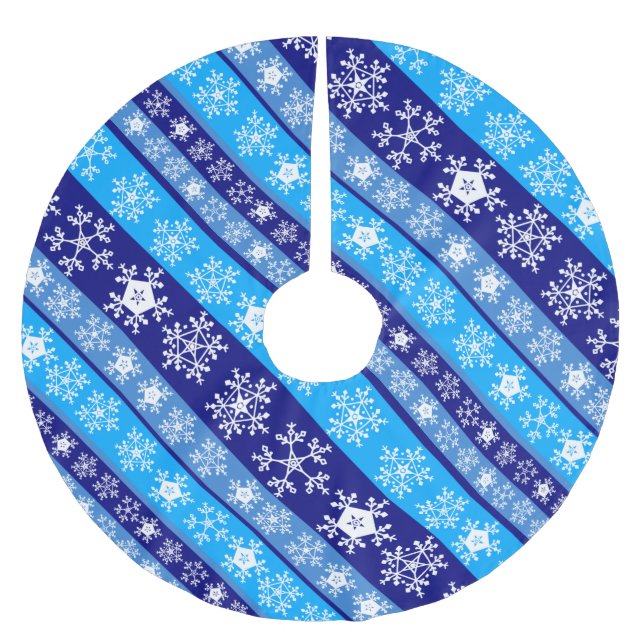 Snowflake Rand Blue Julgransmatta Borstad Polyester (Framsidan)