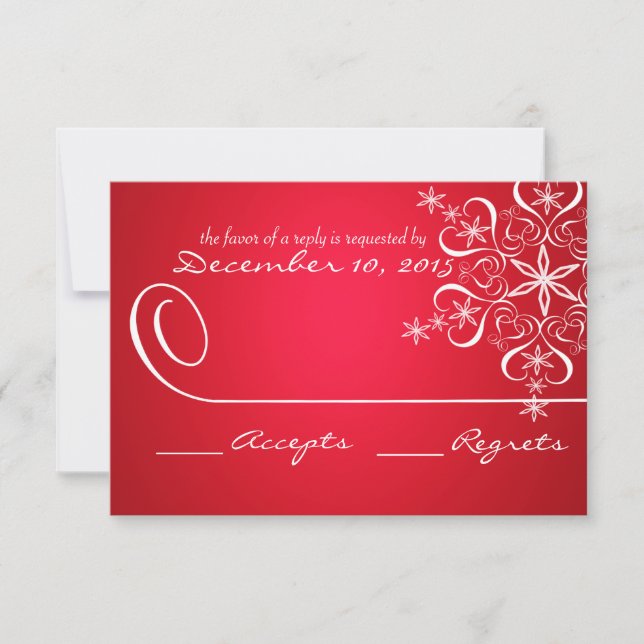 Snowflake Red 2 Elegance Responcard OSA Kort (Framsida)