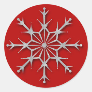 Snowflake Red 6 - helgdag-dekal Runt Klistermärke