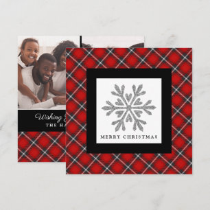 Snowflake Red Black Play 2 Photo jul Card Julkort