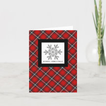 Snowflake Red Black Pset Photo jul Card
