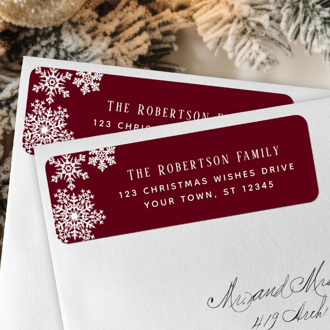 Snowflake Red Christmas Holiday Return Address Returadress Etikett (Skapare uppladdad)
