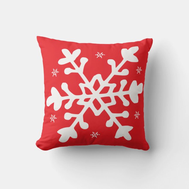 Snowflake Red-julen Kudde (Framsida)