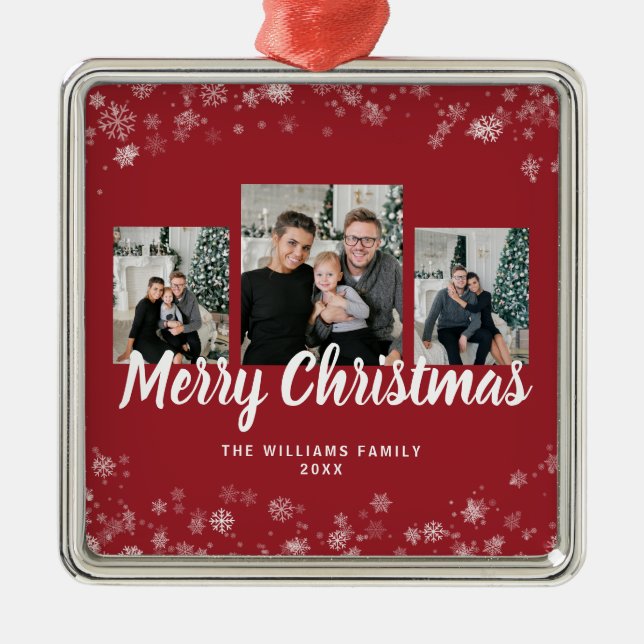 Snowflake Red Ornaments Julgransprydnad Metall (Framsidan)