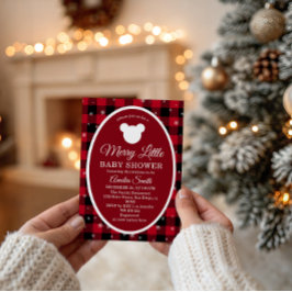 Snowflake Red Plaid Merry Little Baby Shower Inbjudningar