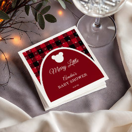 Snowflake Red Plaid Merry Little Baby Shower Pappersservett