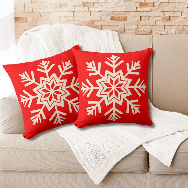 Snowflake Red White-jul Kudde (Skapare uppladdad)