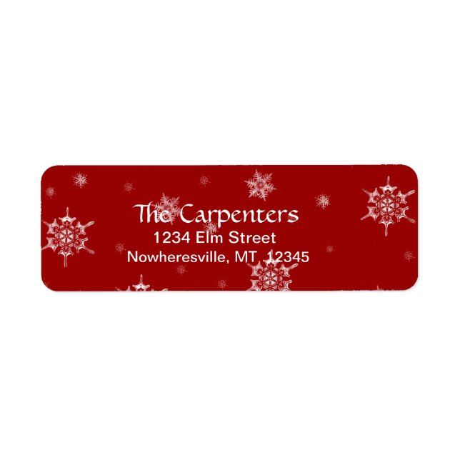 Snowflake Returadress Lables Etikett (Framsidan)