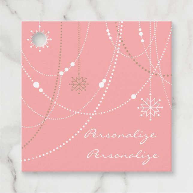Snowflake rosa elegant vid mitten av århundradet V Gåvor Etiketter (Framsida)