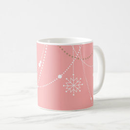 Snowflake rosa elegant vid mitten av århundradet V Kaffemugg