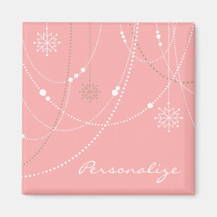 Snowflake rosa elegant vid mitten av århundradet V Magnet