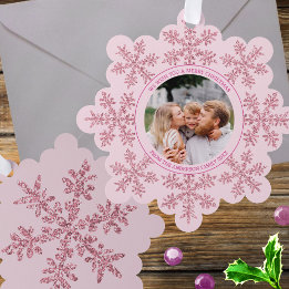 Snowflake Rosa Glam Cute Family Foto jul