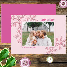 Snowflake Rosa Glam Elegant jul Foto Julkort