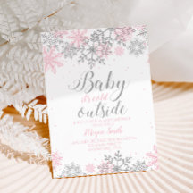 Snowflake Rosa och Silver Glitter Baby Shower