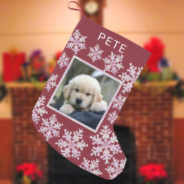 Snowflake Rosa Opal Roligt Kids eller Pets Photo Liten Julstrumpa
