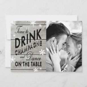 Snowflake Save Date Time to Drink Champagne Spara Datumet