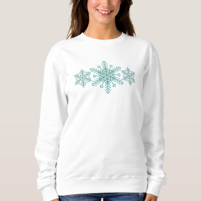 Snowflake Season Teal Winter T Shirt (Framsida)