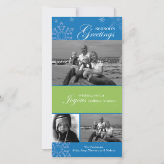 Snowflake Season's Greetings Blue Photo Card Julkort