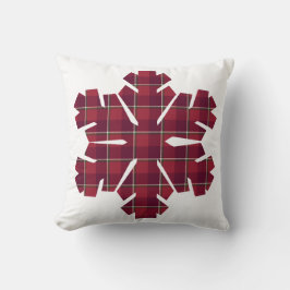 Snowflake Shaped Plaid Red Burgundy Kudde