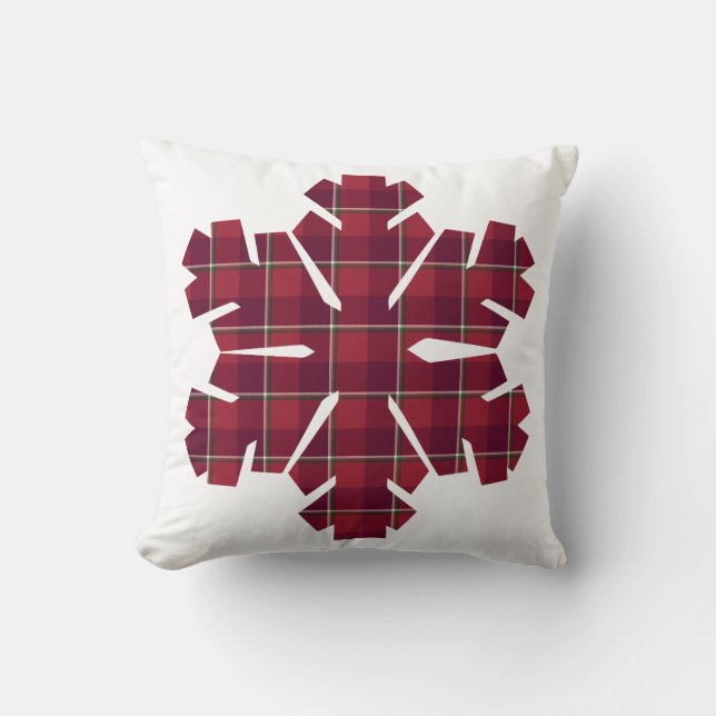 Snowflake Shaped Plaid Red Burgundy Kudde (Framsida)