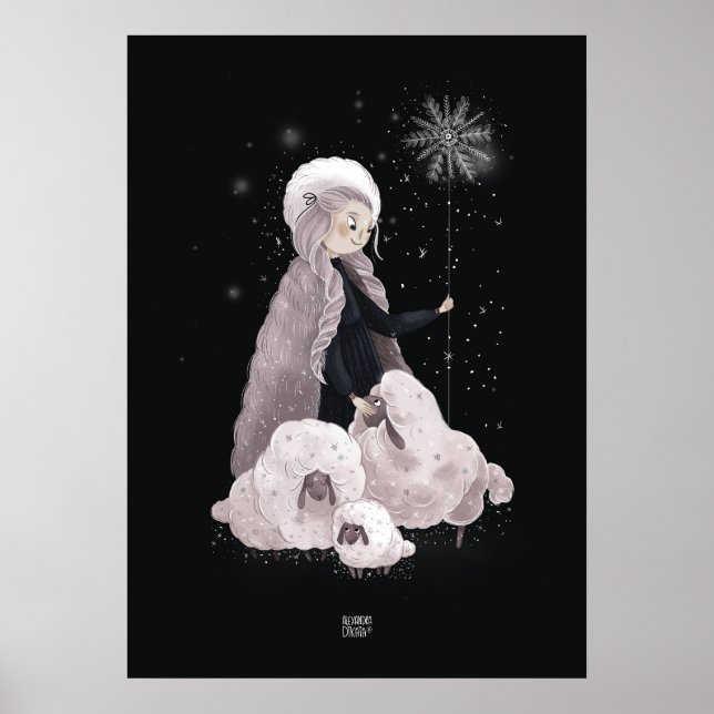 SNOWFLAKE SHEEP av Alexandra Dikaia Poster (Framsidan)