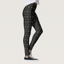Snowflake Silver Guld-Helgdag-jul-BLACK Leggings