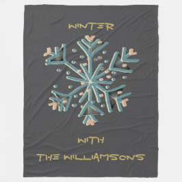 Snowflake-skript grått guld-teal, modern söt fleecefilt