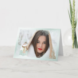 Snowflake Snögubbe Overlay Photo jul Card Helgkort