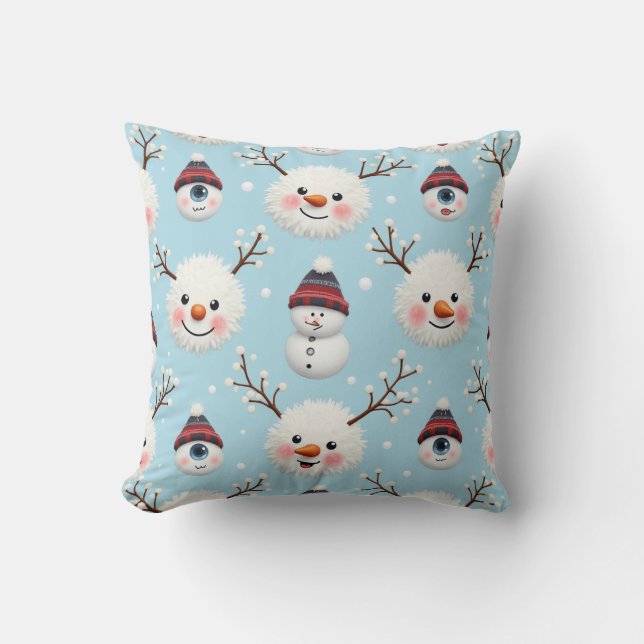 Snowflake Snögubbe Pillow Cushion Kudde (Framsida)
