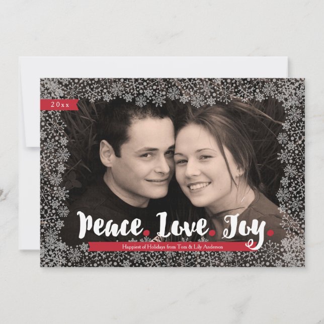 Snowflake Snöre Ram Helgdag Photo Julkort (Framsida)