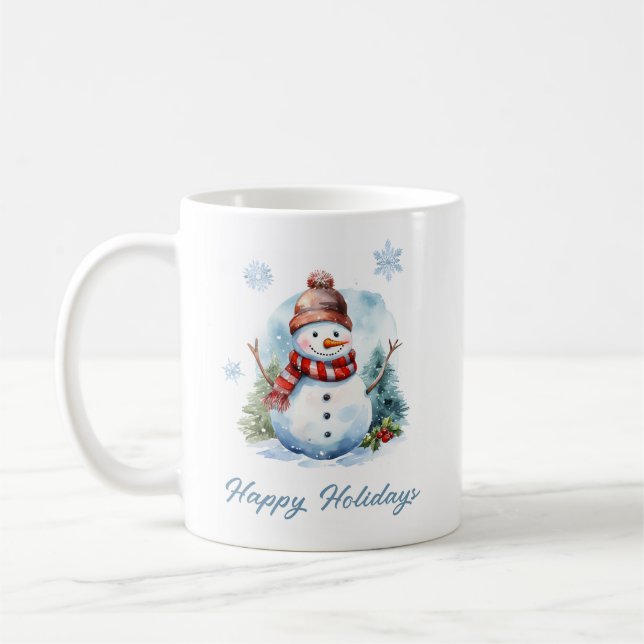 Snowflake Snowman Mug – Custom Winter Gift Kaffemugg (Vänster)