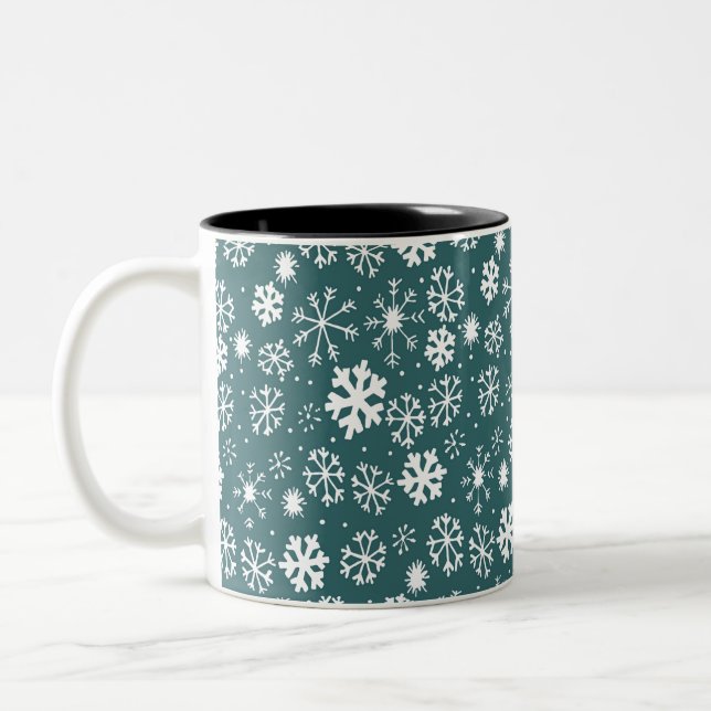 Snowflake Snowstorm i Aqua Blue Två-Tonad Mugg (Vänster)