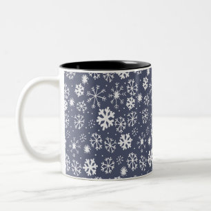 Snowflake Snowstorm i Midnight Blue Två-Tonad Mugg