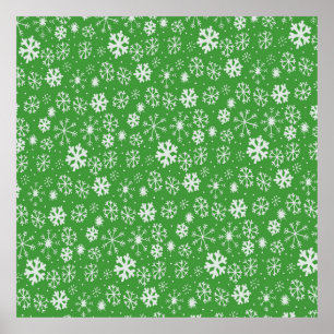Snowflake Snowstorm med Gröntens bakgrund Poster