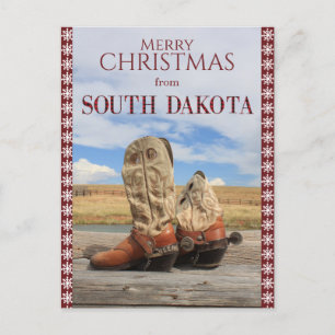Snowflake South Dakota Cowboy Boots jul Helg Vykort