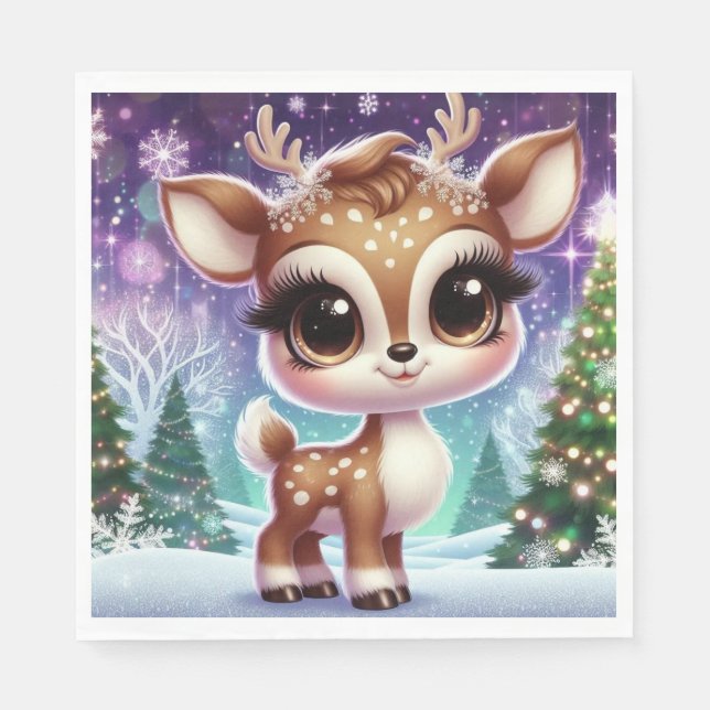 Snowflake Sparkle Baby Reindeer Pappersservett (Framsidan)