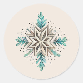 Snowflake Stickers, Helgdag, jul, blått Runt Klistermärke