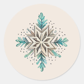 Snowflake Stickers, Helgdag, jul, blått Runt Klistermärke
