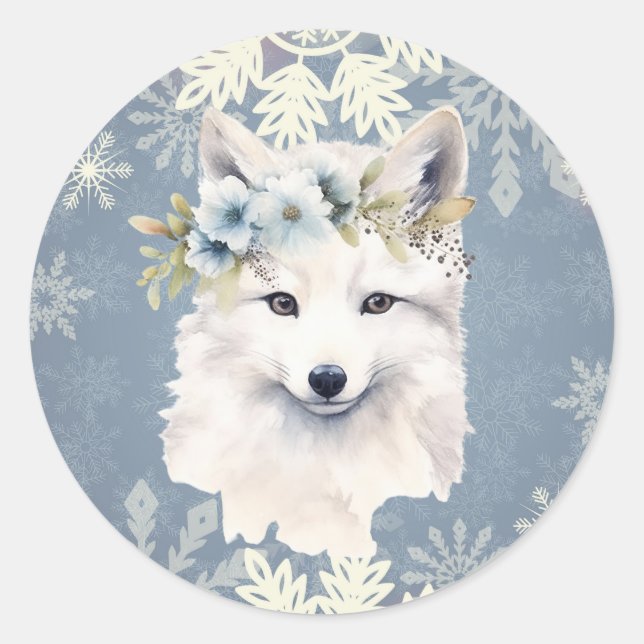 Snowflake Stickers Runt Klistermärke (Framsida)